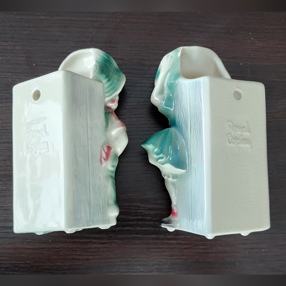Farm kids mid-century farmhouse vases by Royal Copley ceramic planters, VINTAGE! - Picture 3 of 12
